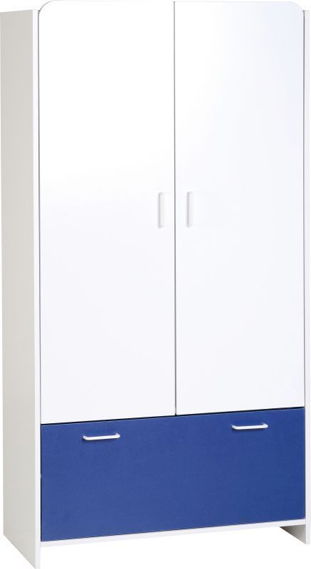 Lollipop 2 Door 1 Drawer Wardrobe - WHITE/BLUE