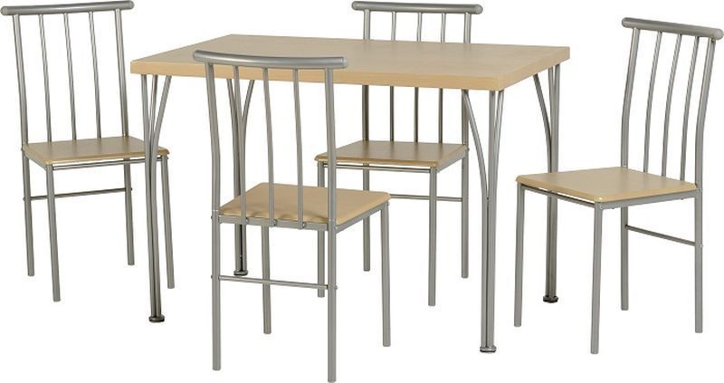 Denton Dining Set - BEECH/SILVER