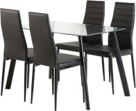 See more information about the Abbey Dining Set - CLEAR GLASS/BLACK