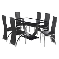 Henley Dining Set - BLACK BORDER GLASS/CHROME