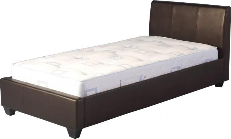 Palermo Leather Style Single Bed - Expresso Brown