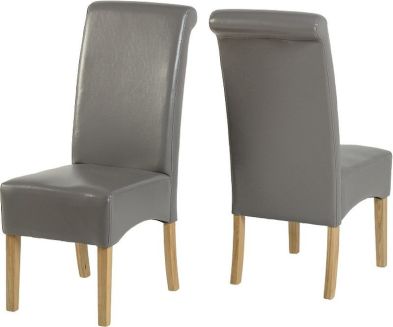 See more information about the G10 Leather Style Dining Chair - SILVER GREY