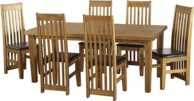 See more information about the Tortilla Dining Set (Distressed Waxed Pine) - Brown