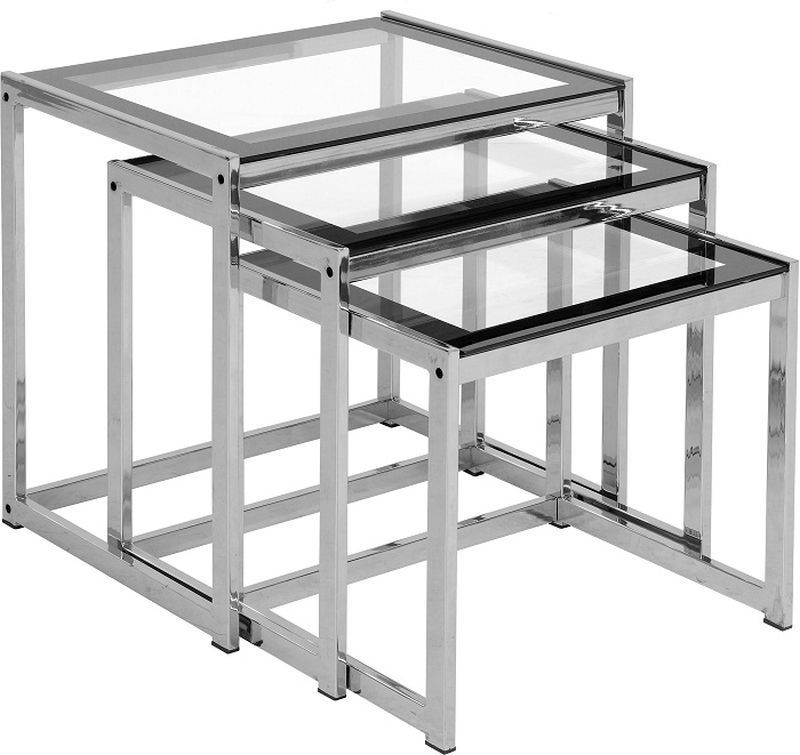 Henley Nest of Clear Tables - BLACK BORDER/BLACK