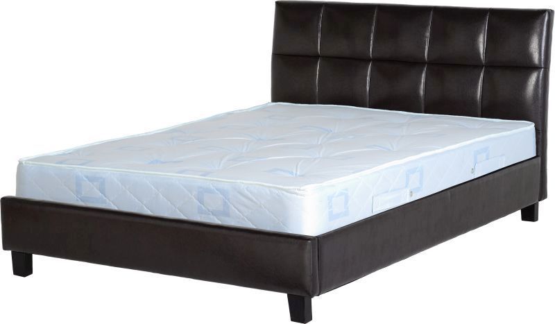 Monroe Leather Double Bed - Brown