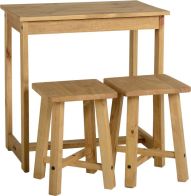 See more information about the Corona Breakfast Set (Table and 2 Stools) - DISTRESSED WAXED PINE