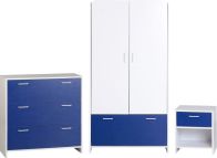 See more information about the Lollipop Bedroom Set (Drawers, Wardrobe & Cabinet) - WHITE/BLUE