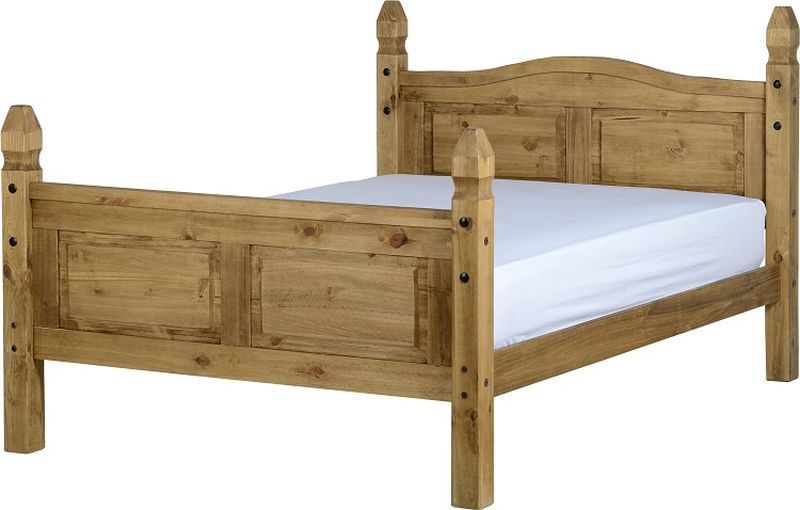 Corona Mexican Double Bed - Distressed Waxed Pine