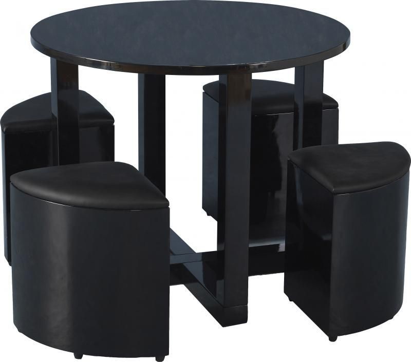 Charisma Stowaway Dining Set - BLACK