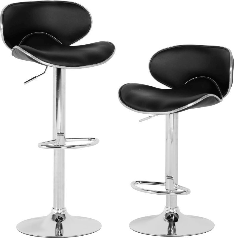 Bahama Swivel Bar Chair With Gas Lift (PAIR) - CHROME/BLACK