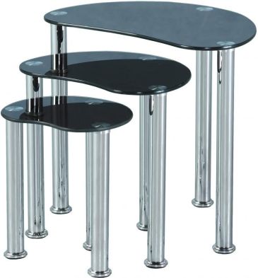 See more information about the Cara Nest of Tables - BLACK GLASS/SILVER