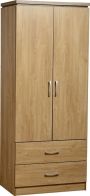 See more information about the Charles 2 Door 2 Drawer Wardrobe - OAK VENEER/WALNUT TRIM