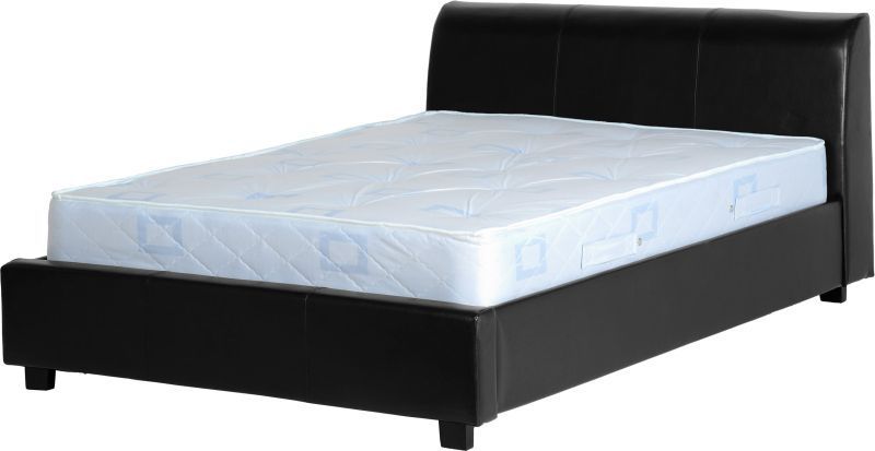 Portland Leather Double Bed - Black