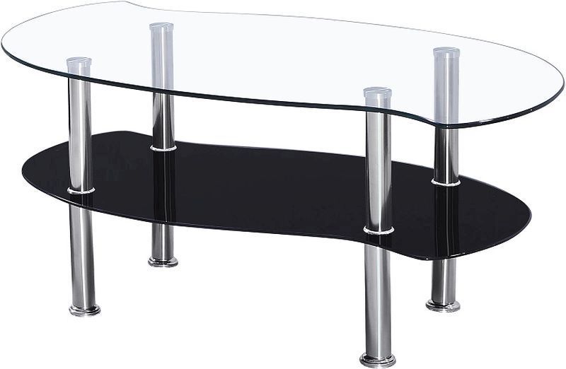 Colby Coffee Table - CLEAR/BLACK GLASS/SILVER