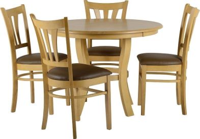 See more information about the Grosvenor 40 inch Round Dining Set - NATURAL OAK/BROWN