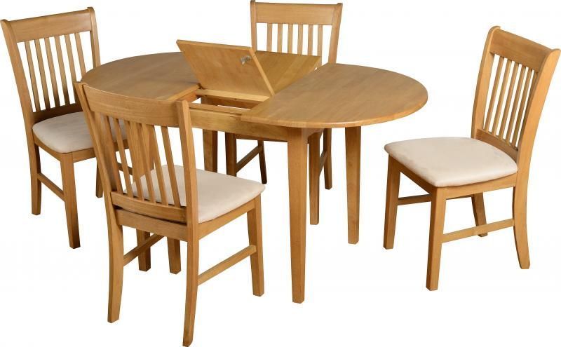 Oxford Extending Dining Set - NATURAL OAK/MINK SUEDE