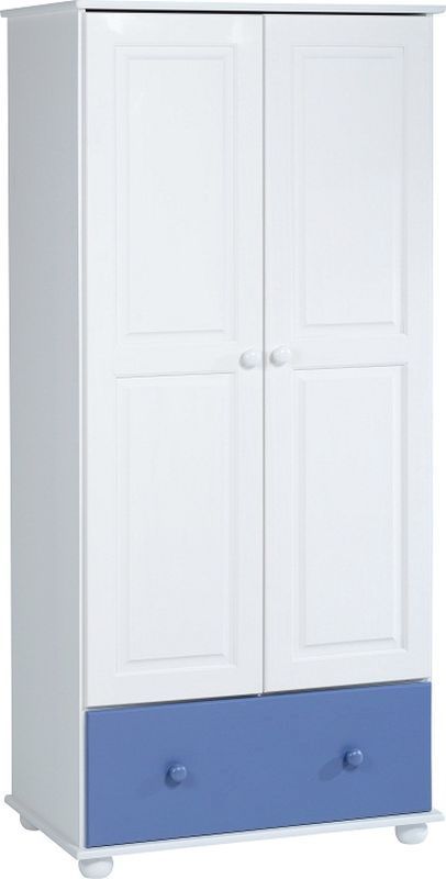 Rainbow Wardrobe (2 Door 1 Drawer) - BLUE/WHITE