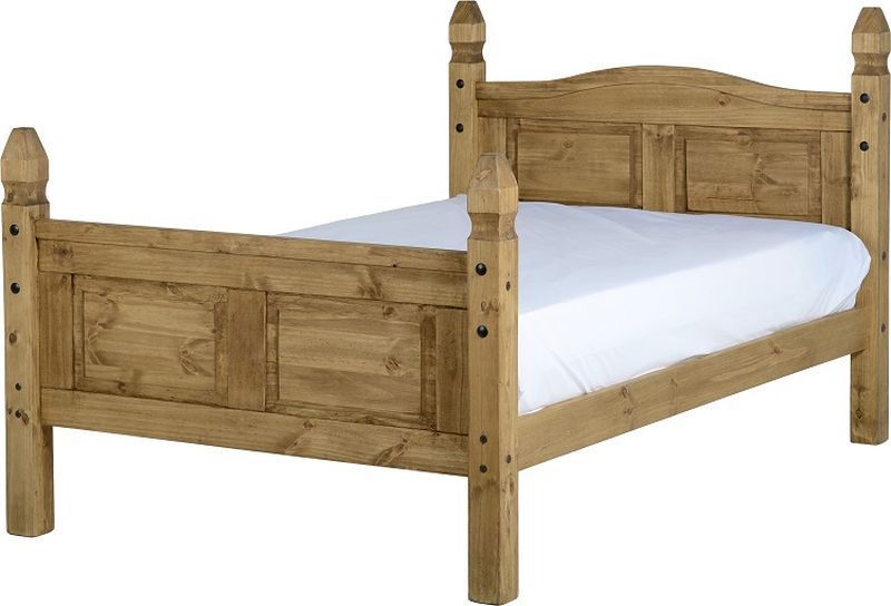 Corona Mexican Small Double Bed - Distressed Waxed Pine