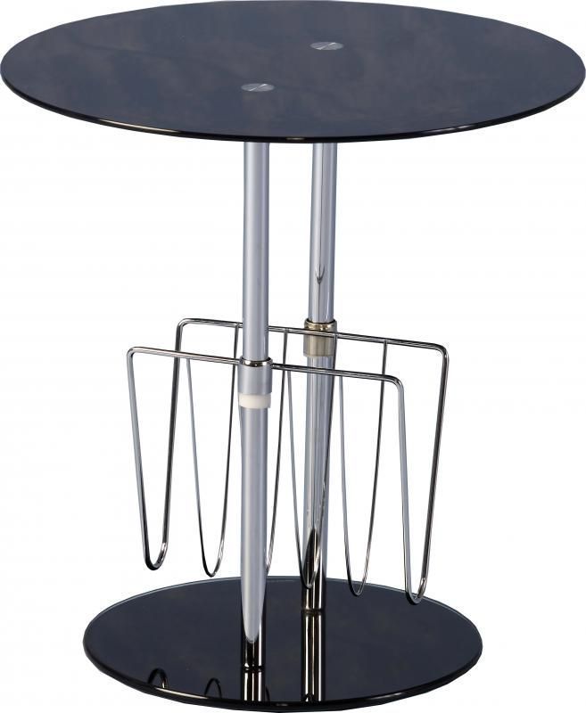 Mariella Magazine Table - BLACK GLASS/CHROME