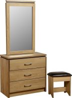 See more information about the Charles Dressing Table Set (3 Drawer) - OAK VENEER/WALNUT TRIM