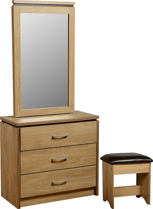 Charles Dressing Table Set (3 Drawer) - OAK VENEER/WALNUT TRIM