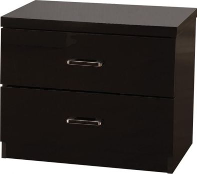 See more information about the Charisma Bedside Chest (2 Drawer) - BLACK GLOSS