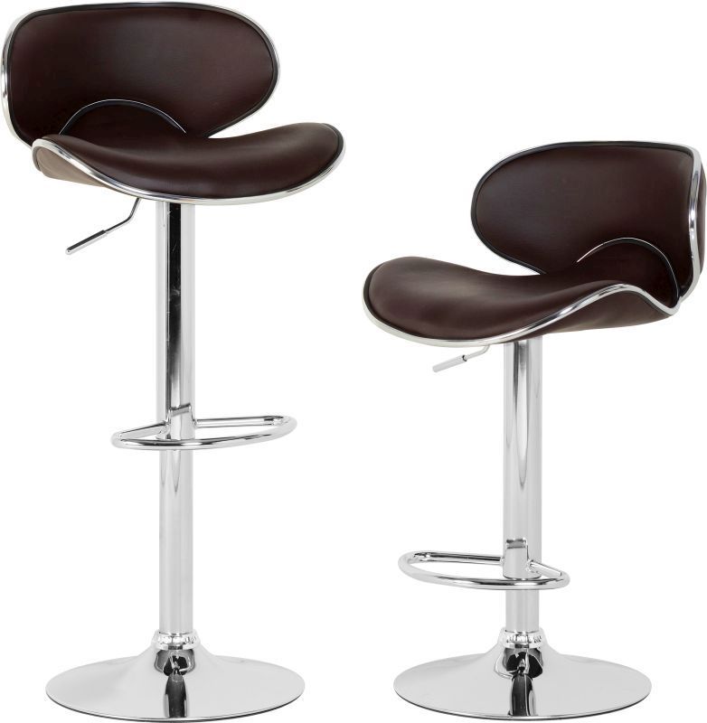 Bahama Swivel Bar Chair With Gas Lift (PAIR) - CHOCOLATE BROWN/CHROME