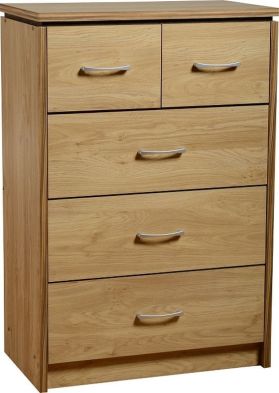 See more information about the Charles Classic Chest (3+2 Drawer) - OAK VENEER/WALNUT TRIM