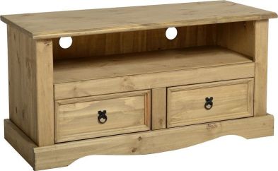 See more information about the Corona Flat Screen TV Unit (2 Drawer) - DISTRESSED WAXED PINE