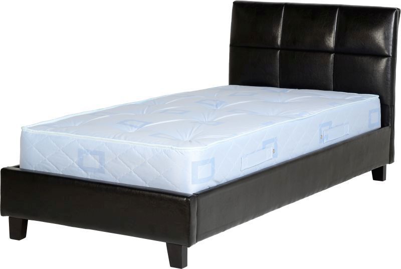 Monroe Leather Single Bed - Black