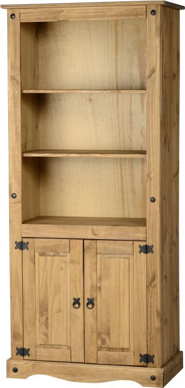 Corona Display Unit/Bookcase (2 Door) - DISTRESSED WAXED PINE