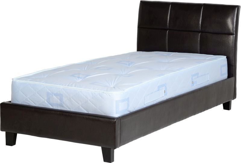 Monroe Leather Single Bed - Brown