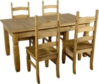 See more information about the Corona Extending Dining Set (1+4) - DISTRESSED WAXED PINE