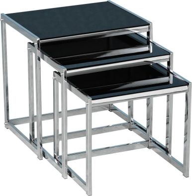 See more information about the Novella Nest of Tables - BLACK GLASS/CHROME