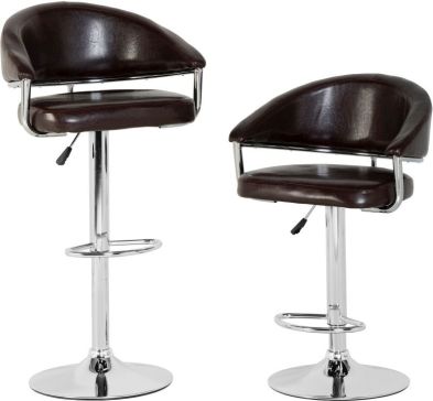 See more information about the Brooklyn Swivel Bar Chair With Gas Lift (PAIR) - BROWN/CHROME