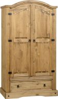 See more information about the Corona Mexican Style Wardrobe (2 Door 1 Drawer) - DISTRESSED WAXED PINE