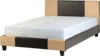 See more information about the Melba Faux Leather Double Bed - Brown/Sand Microsuede