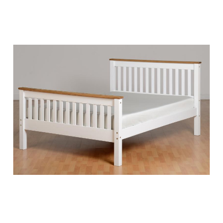 Monaco Double Bed High Foot End - White