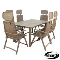 See more information about the Libeccio Garden Furniture Table Set (supplied with 6 Turtle Dove coloured Aqua Marina Chairs)