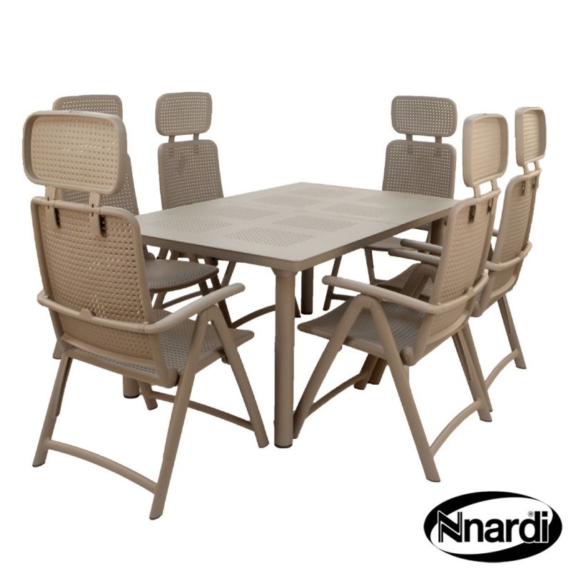 Libeccio Garden Furniture Table Set (supplied with 6 Turtle Dove coloured Aqua Marina Chairs)