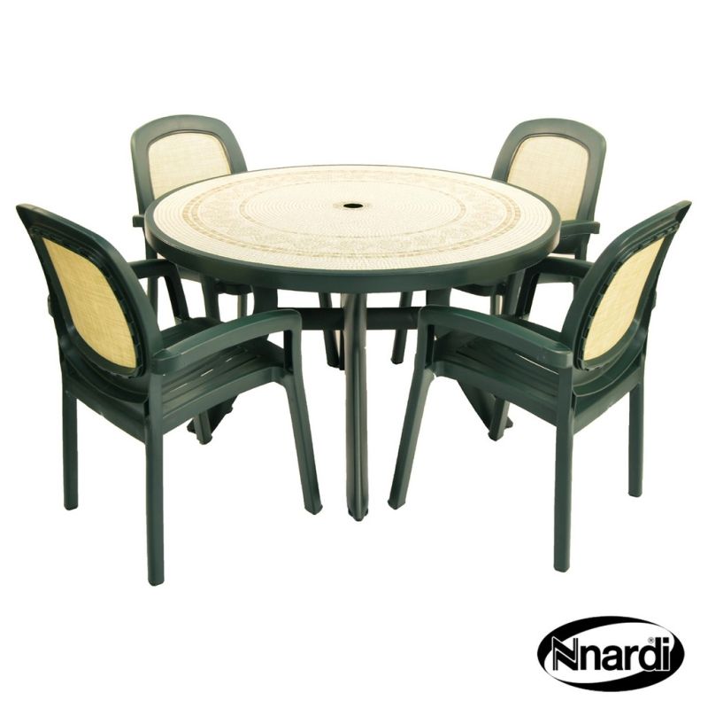 Toscana 120 Garden Furniture Set (Ravenna style with 4 Green Beta Chairs)