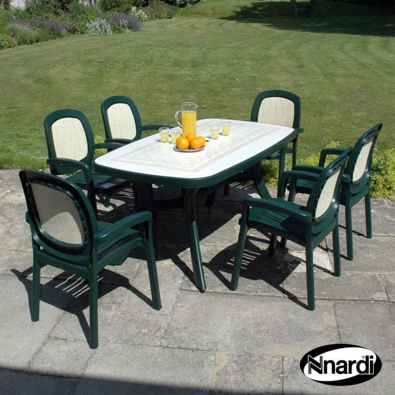 Toscana 165 Outdoor Garden Furniture Set (Ravenna style with 6 Green Beta Chairs)