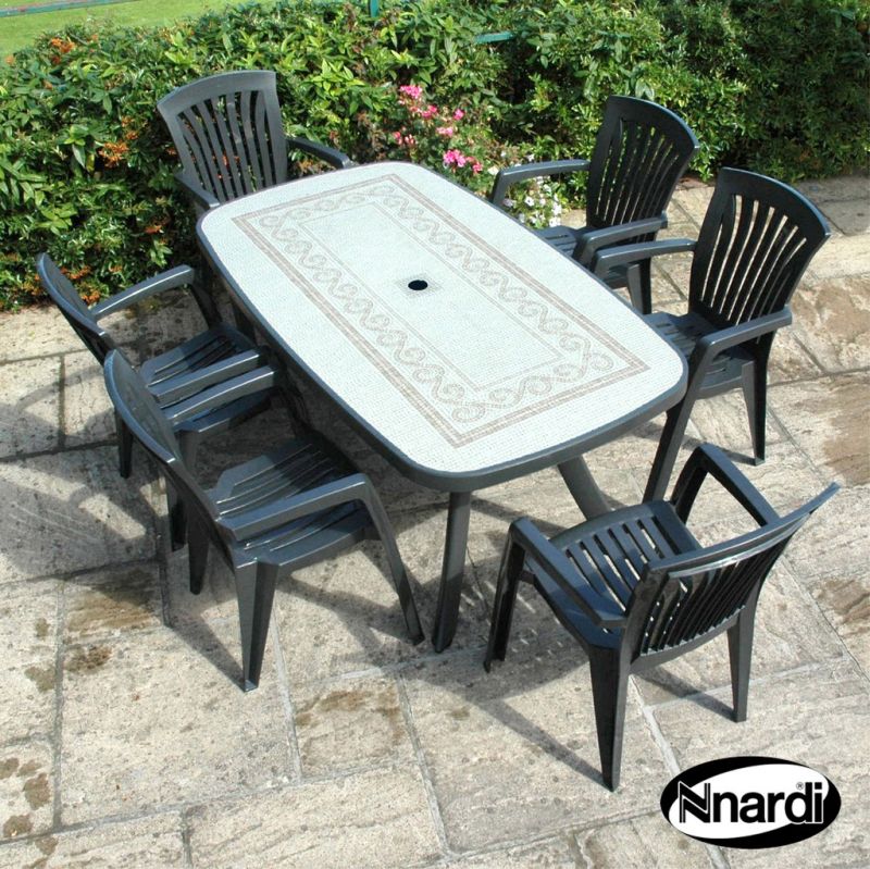 Toscana 165 Garden Furniture Set (Ravenna style with 6 Anthracite Colour Diana Chairs)