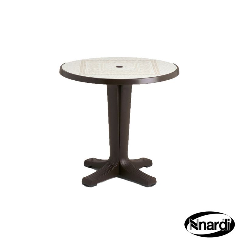 Marte 78 Outdoor Garden Table (Coffee coloured with Ravenna style Top)