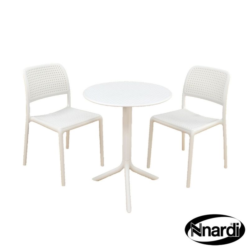 Step Garden Bistro Set (supplied with 2 White Bistro Chairs)