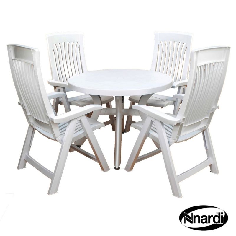 Toscana 100 Garden Furniture Set (Supplied with 4 White Flora Chairs)