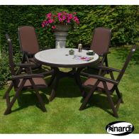 See more information about the Toscana 120 Garden Furniture Set (Ravenna style supplied with 4 Coffee coloured Delta Chairs)