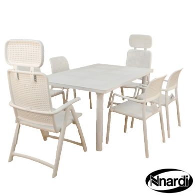 See more information about the Libeccio Garden Furniture Set (White Colour supplied with 2 AquaMarina & 4 Bora Chairs)