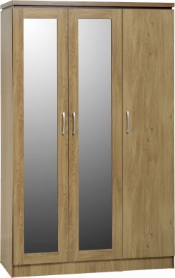 See more information about the Charles 3 Door All Hanging Wardrobe in Oak Effect Veneer with Walnut Trim