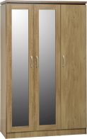 See more information about the Charles 3 Door All Hanging Wardrobe in Oak Effect Veneer with Walnut Trim